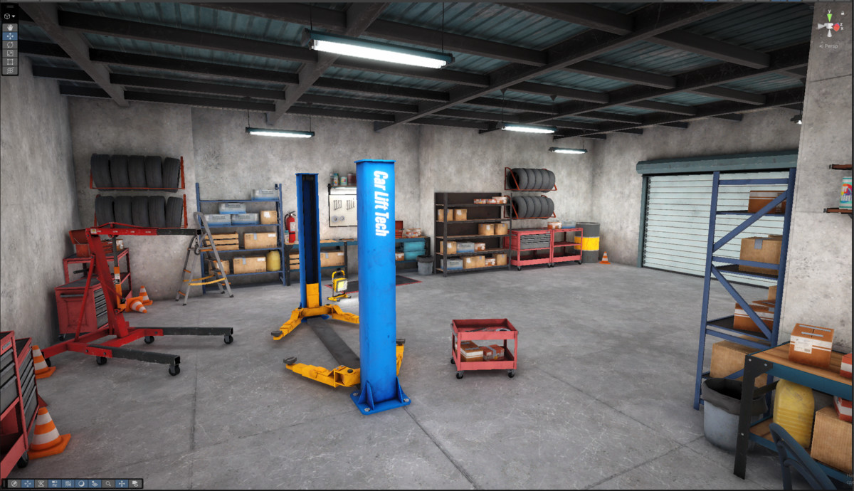 Garage-Autoservice Low-poly 3D models URP