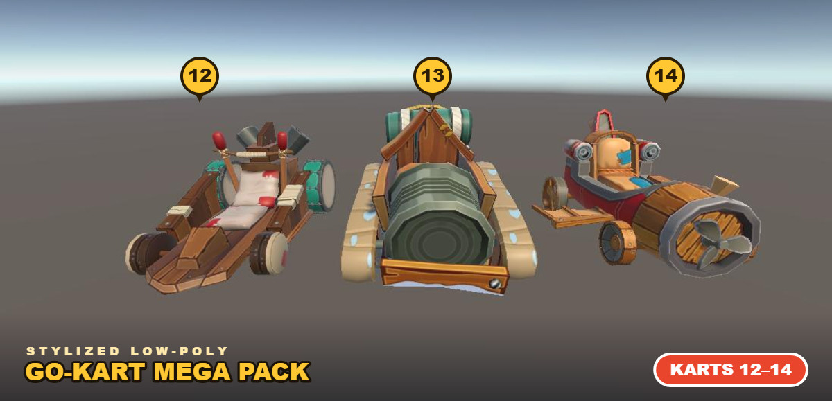 Stylized Low-Poly Go-Kart Mega Pack: 85+ 3D Vehicle Prefabs
