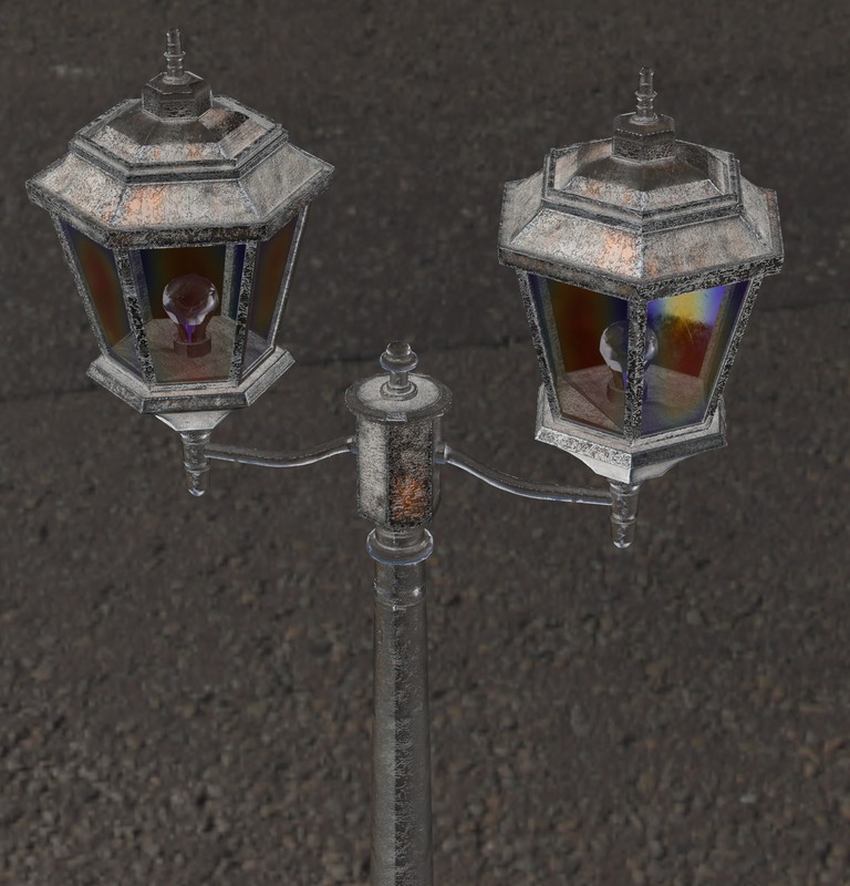 Ornate Double Street Lamp - 4 Texture Variants Pack
