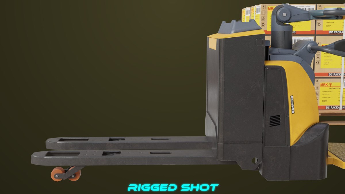 Forklift with Pallet 01 Yellow URP HDRP Textures