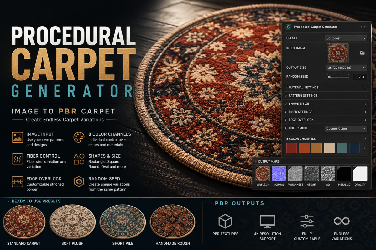 Procedural Carpet Generator – Image to PBR Carpet