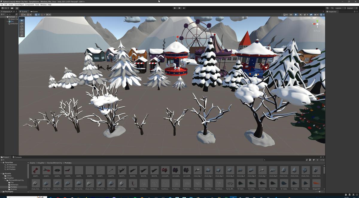 Stylized Lowpoly Winter City Asset Pack