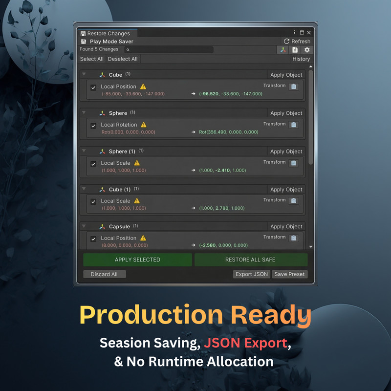 Play Mode Saver – Don’t Lose Your Runtime Tweaks