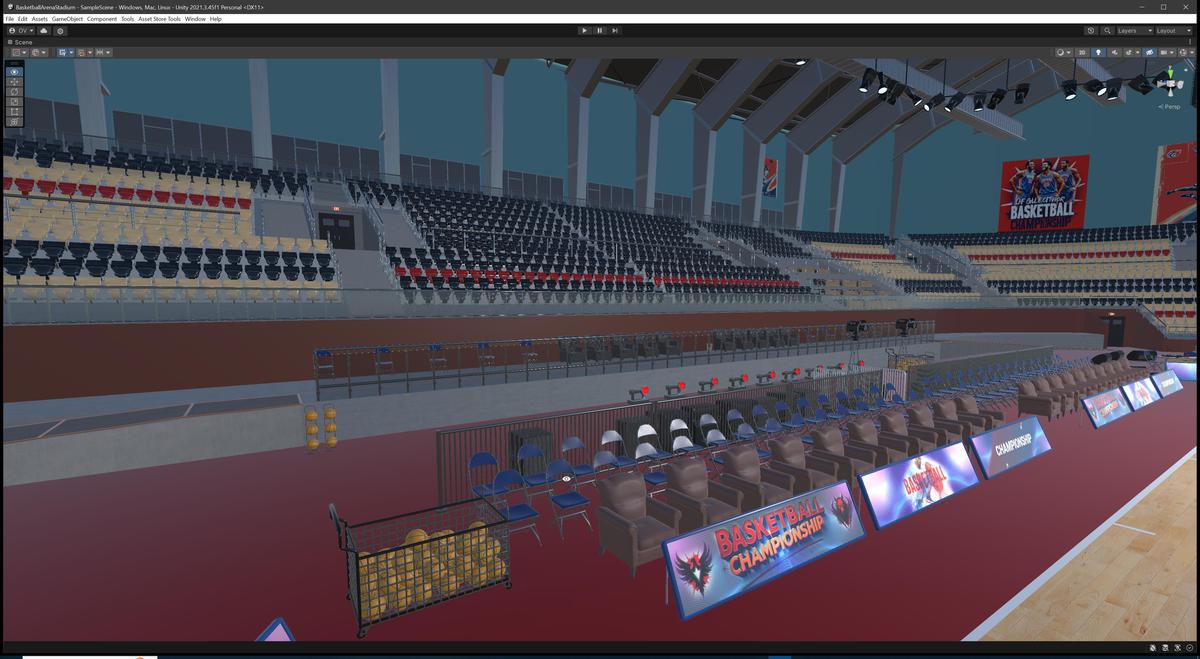 Basketball Arena Stadium Interior - Modular Environment 3D Level