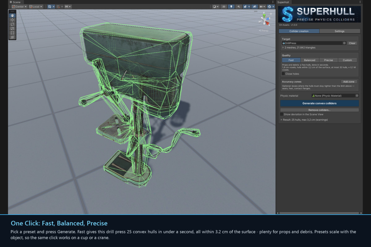 SuperHull: Precise Concave Physics Colliders