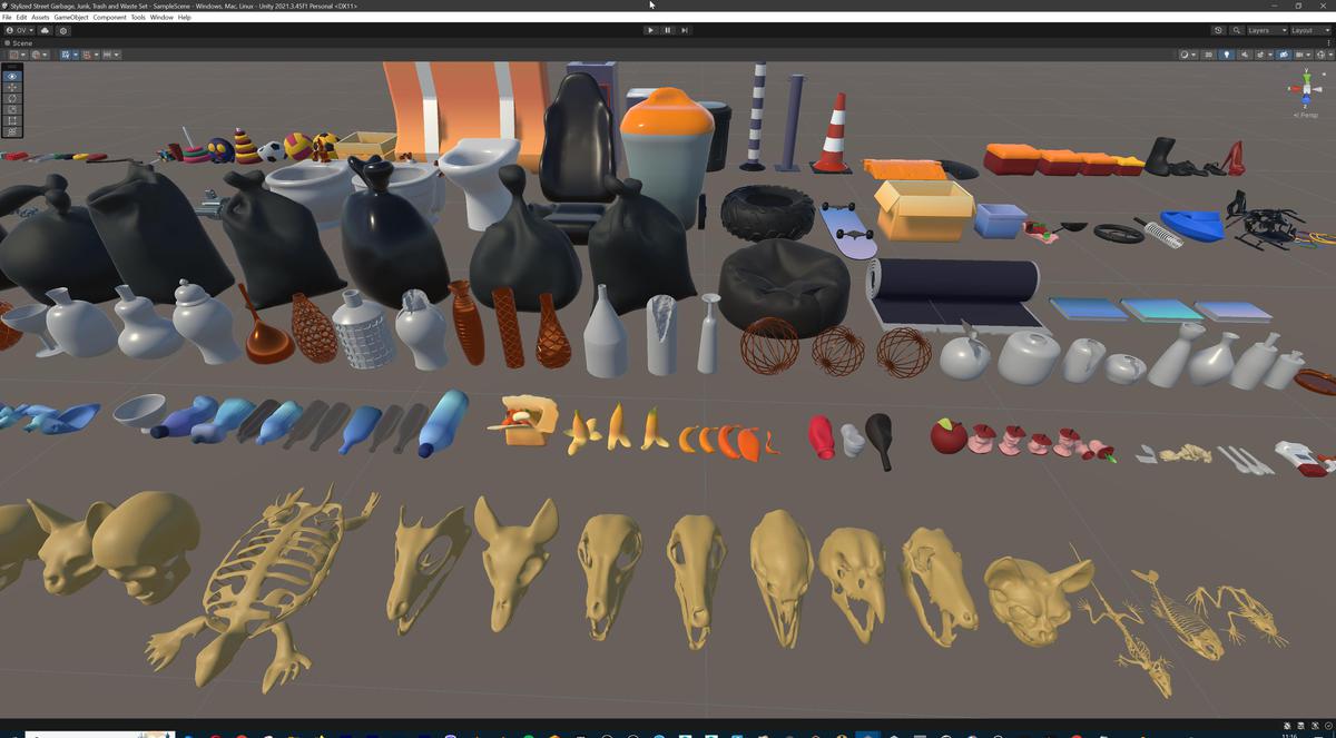 Lowpoly Stylized Street Garbage, Junk, Trash and Waste Set - 328 gameready props