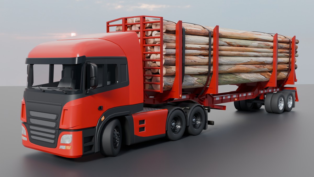 Realistic Logging Truck Pack – Semi Truck + Timber Trailer + 4 Wood Variants
