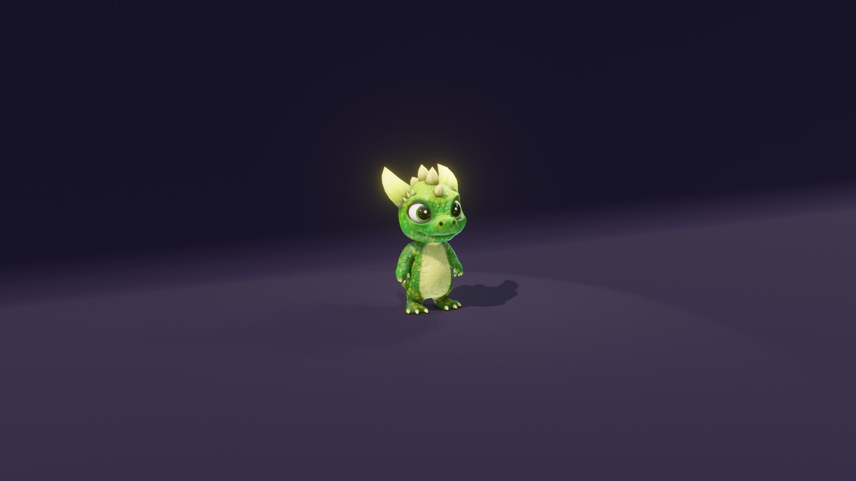 Cartoon Green Dinosaur 3D Model (Low-Poly, Game-Ready, Animated, Built-In)
