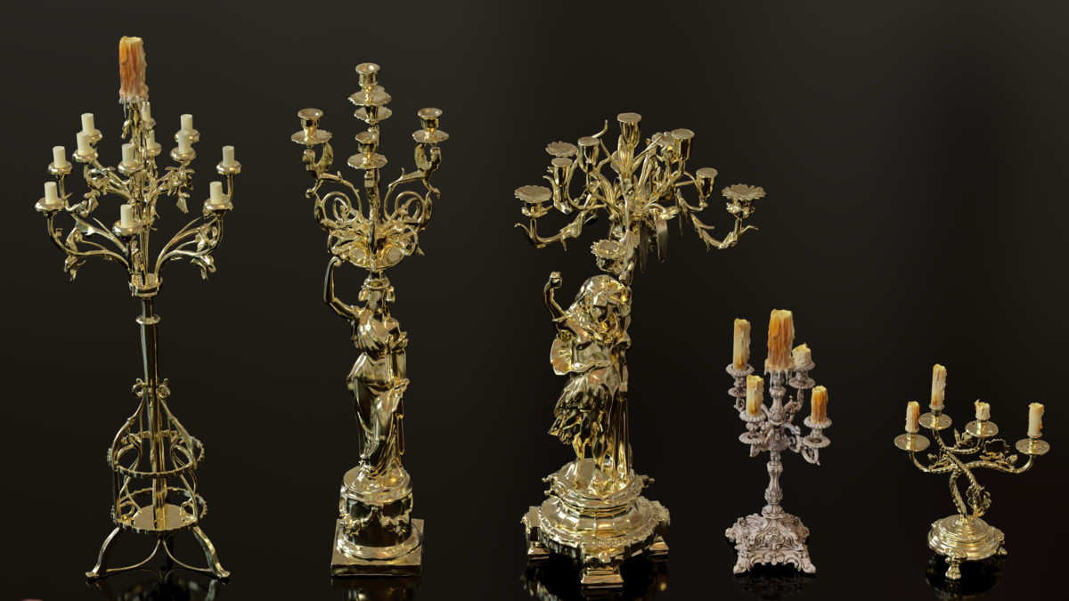 Ornate Candles, CandleHolders, and Wax Sculptures - 133 Models Set
