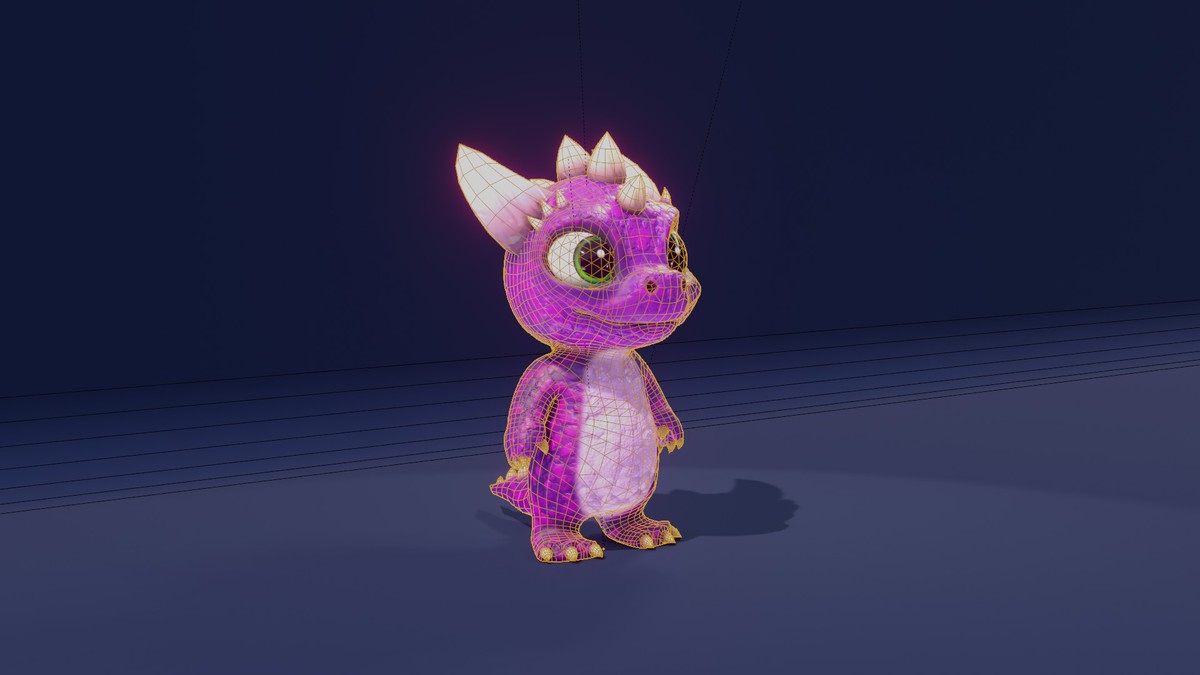 Cartoon Purple Dinosaur 3D Model – Animated Character