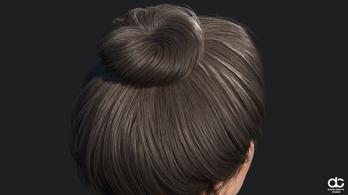 Realistic female hairstyles, pack #1 | Rigged hair, game-ready, low-poly