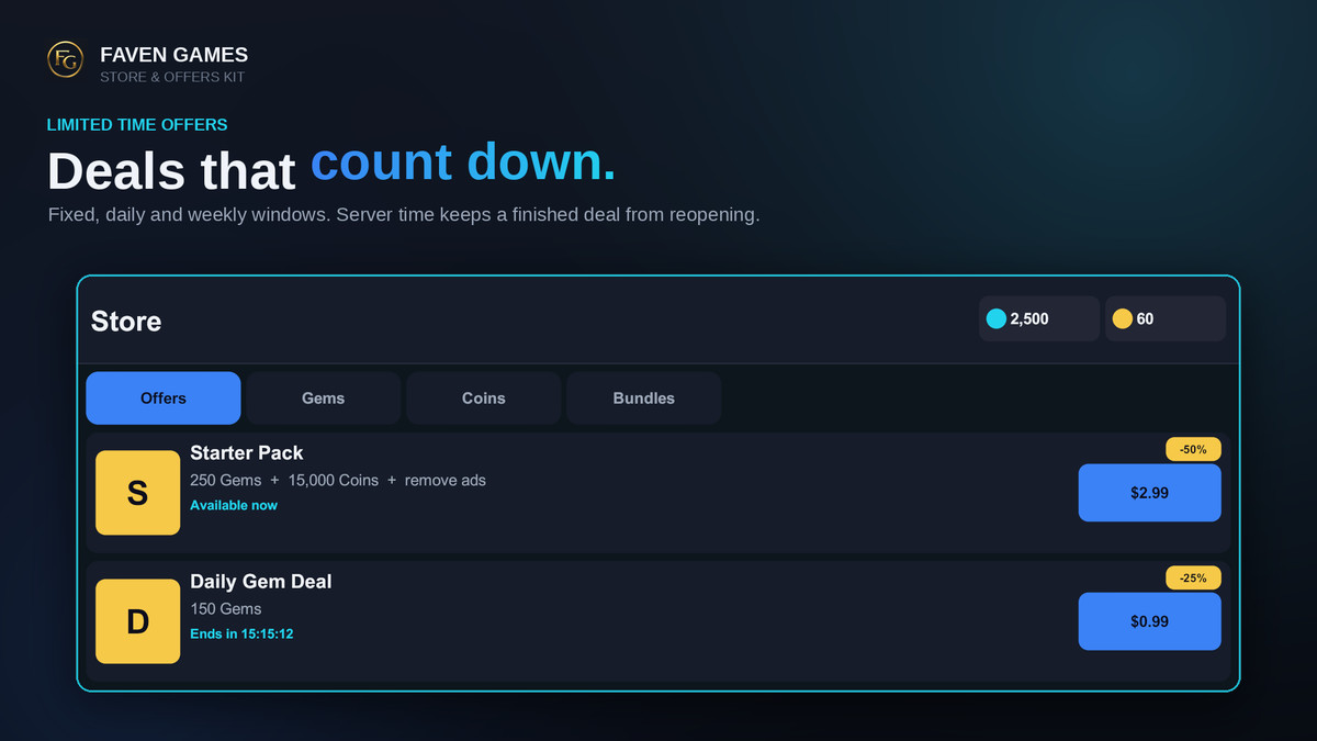 Store & Offers Kit: In-Game Shop, Virtual Economy & Offers