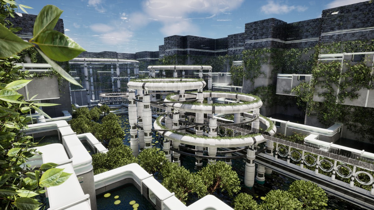 Futuristic Biodome Garden – Sci-Fi Nature Environment