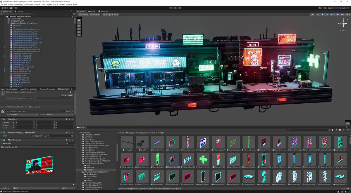 Voxel Cyberpunk Streets - 3D pixel art - monogon