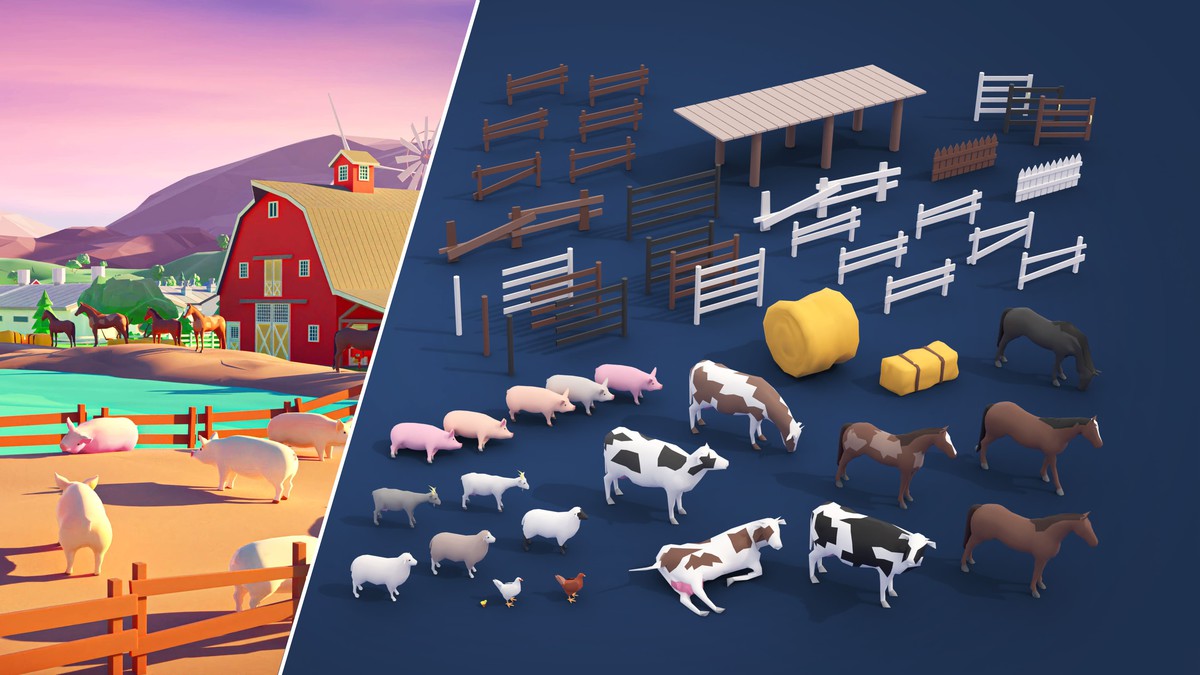 Farm - Low Poly 3D Models Pack