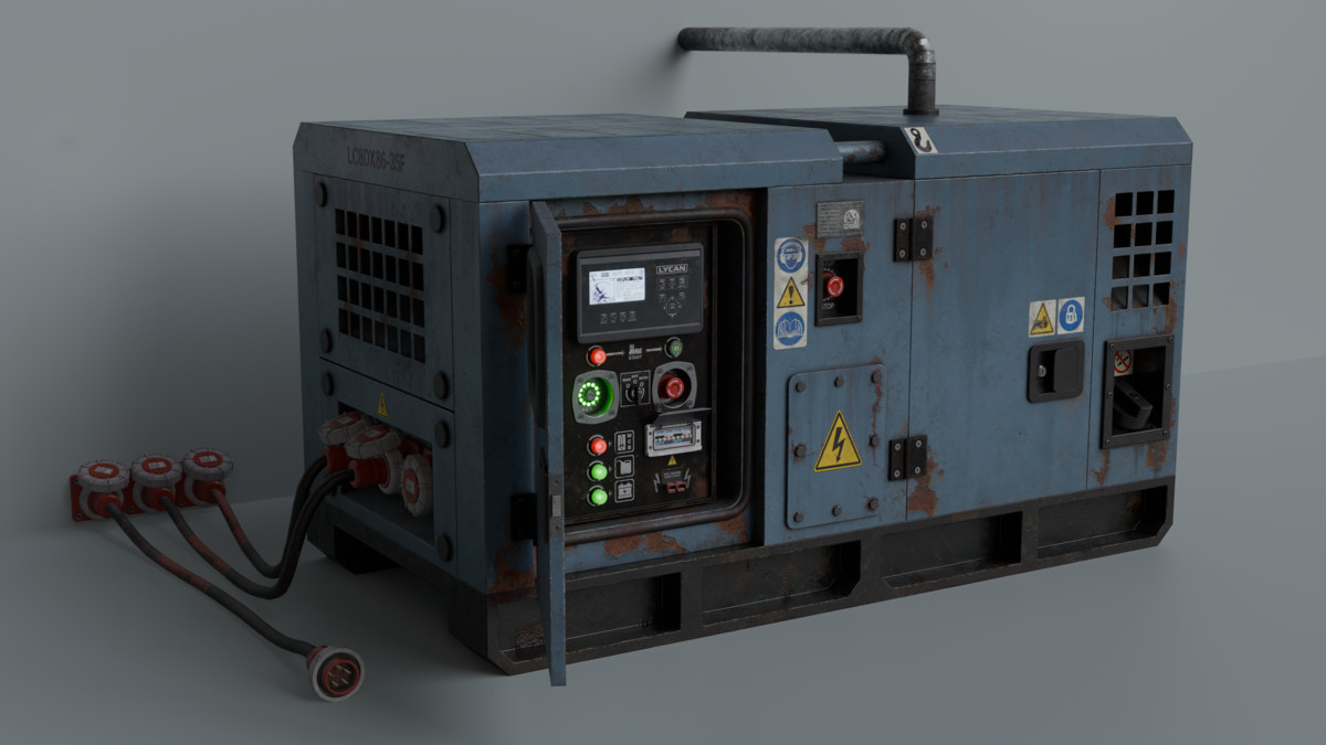 Diesel Generator (Interactive - Game ready)