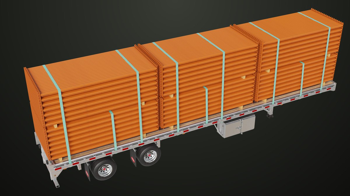 Flatbed Trailer with 7 Loads Single Mat URP HDRP Textures