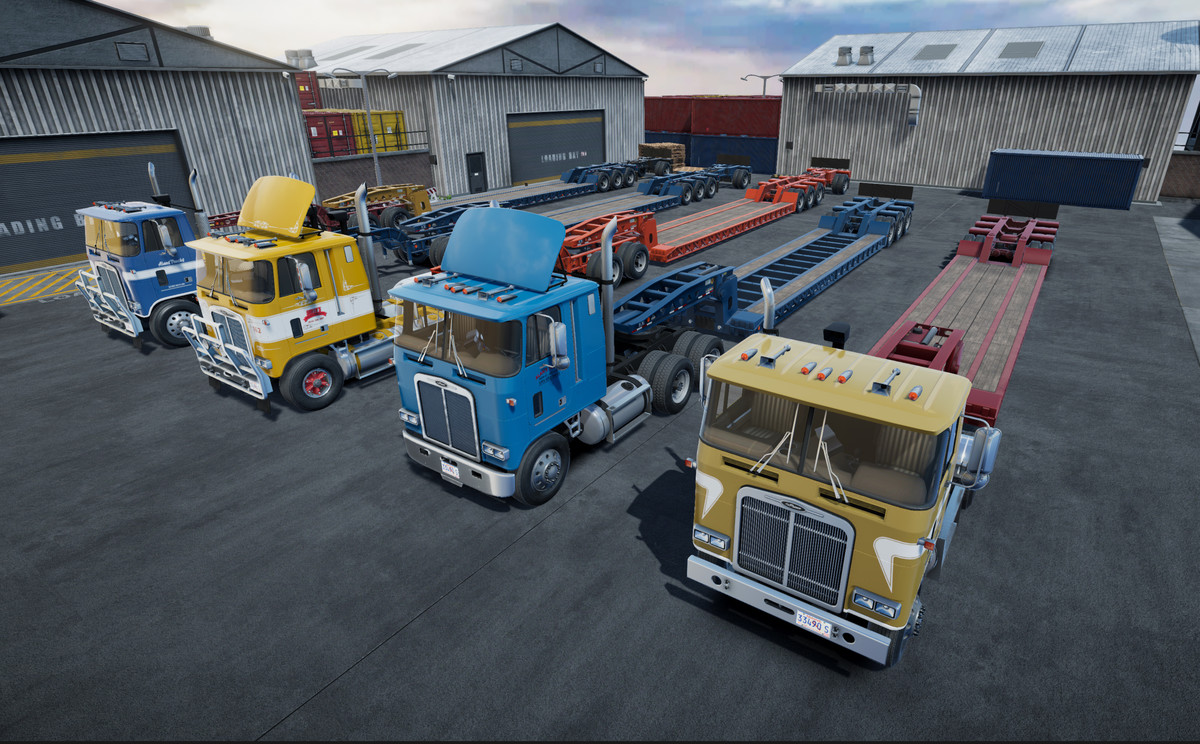 80s Cabover Truck with lowboy trailer