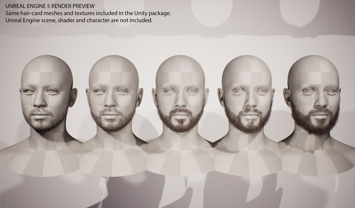 Short to Medium Boxed Beard Growth Pack Vol. 1 - 5 Real-Time Facial Hair Styles