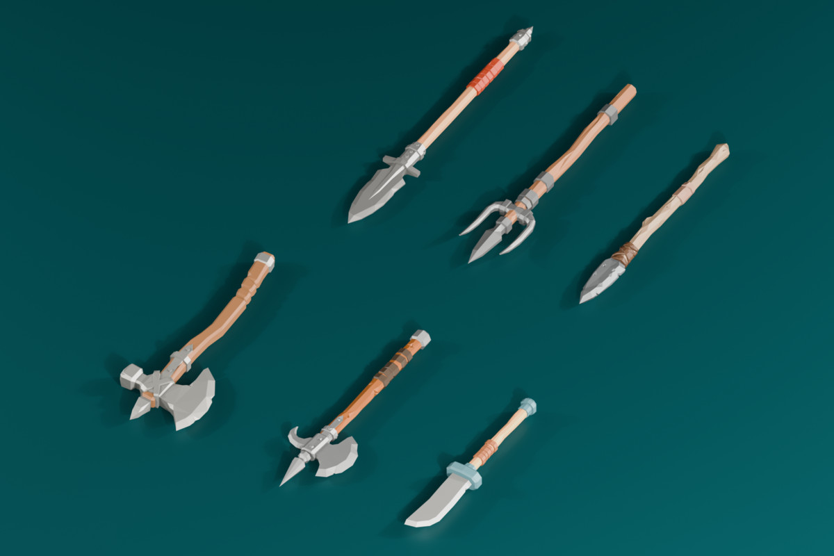 Low Poly Stylized Medieval Weapons & Shields