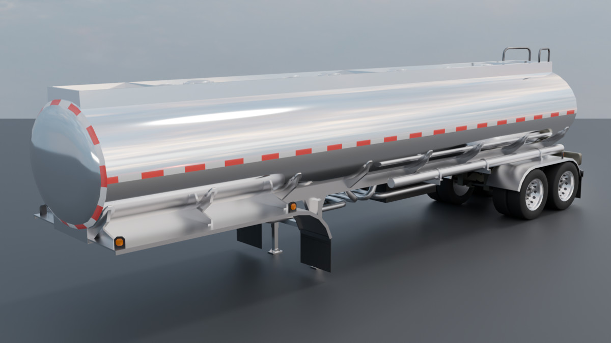European Semi Truck + Tanker Trailer | Detailed Interior & Functional Lights