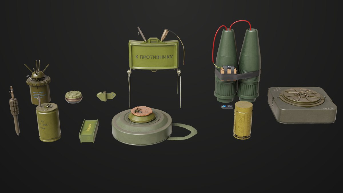 Mine Bomb Collection Single Mat HDRP URP Textures