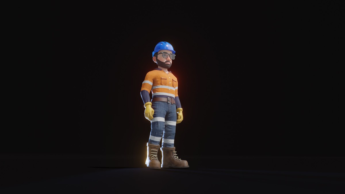 Stylized Male Worker 3D Model – Animated & Customizable (Game-Ready, Built-In)
