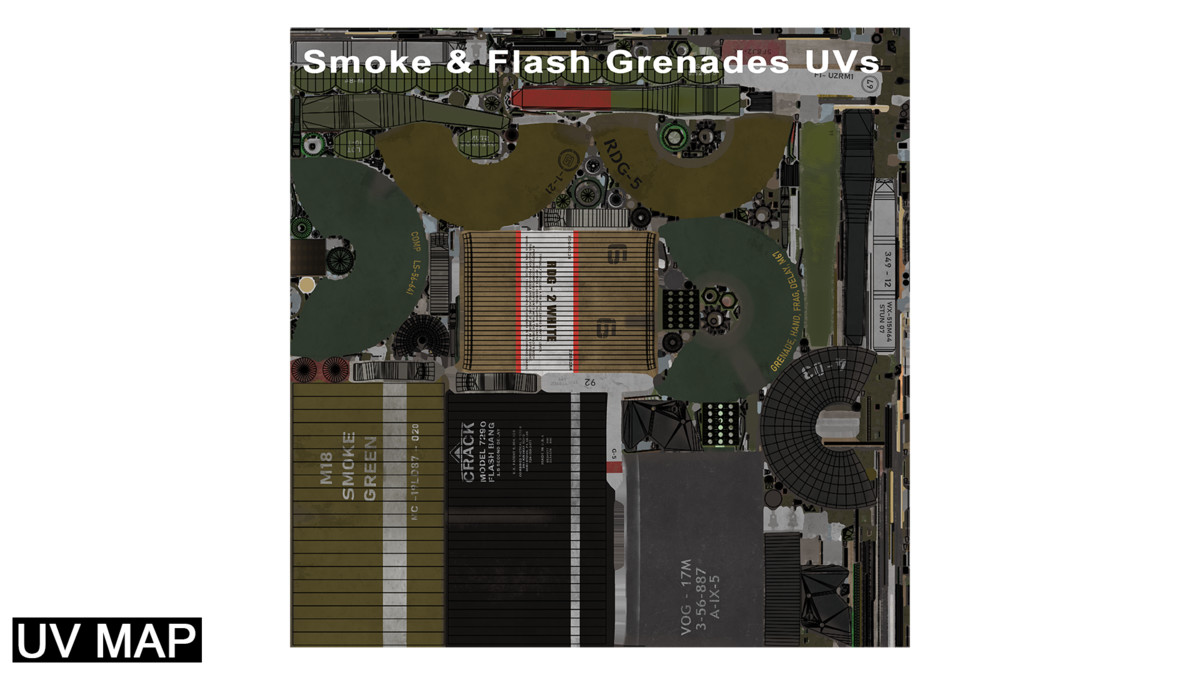 Smoke and Flash Grenades Single Mat URP HDRP Textures