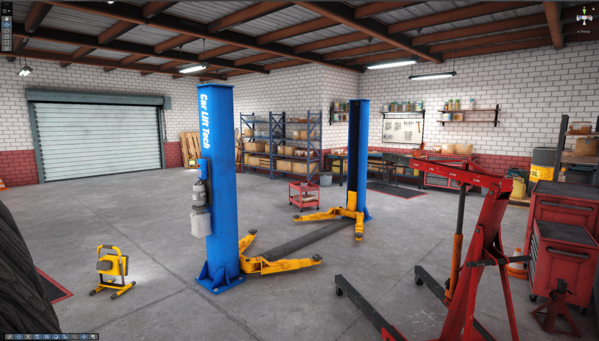 Garage-Autoservice Low-poly 3D models URP
