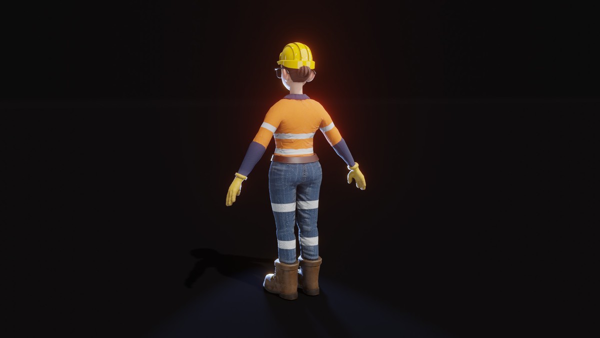 Stylized Female Worker 3D Model – Animated & Customizable (Game-Ready, Built-In)