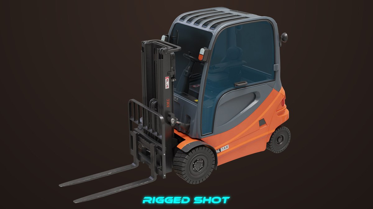 Forklift Truck 01 Orange URP HDRP Textures