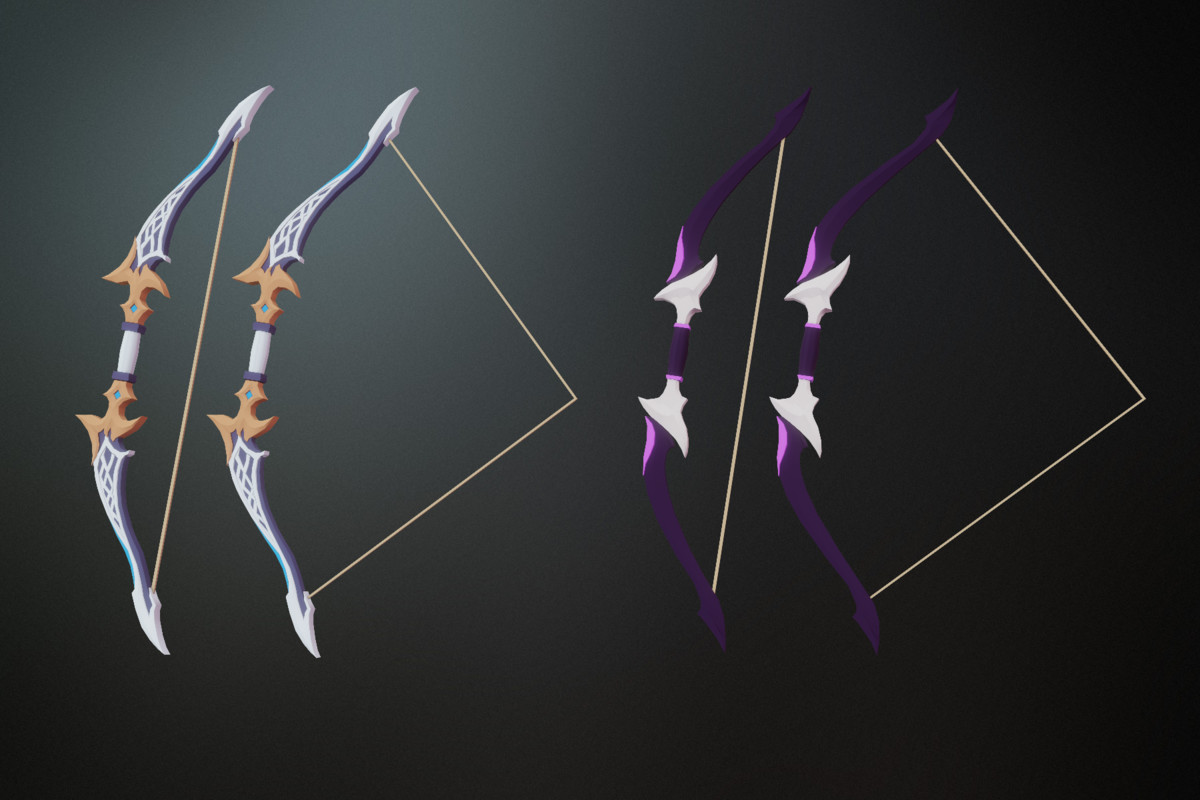 Low Poly Fantasy Bow Pack 25x Mobile/PC