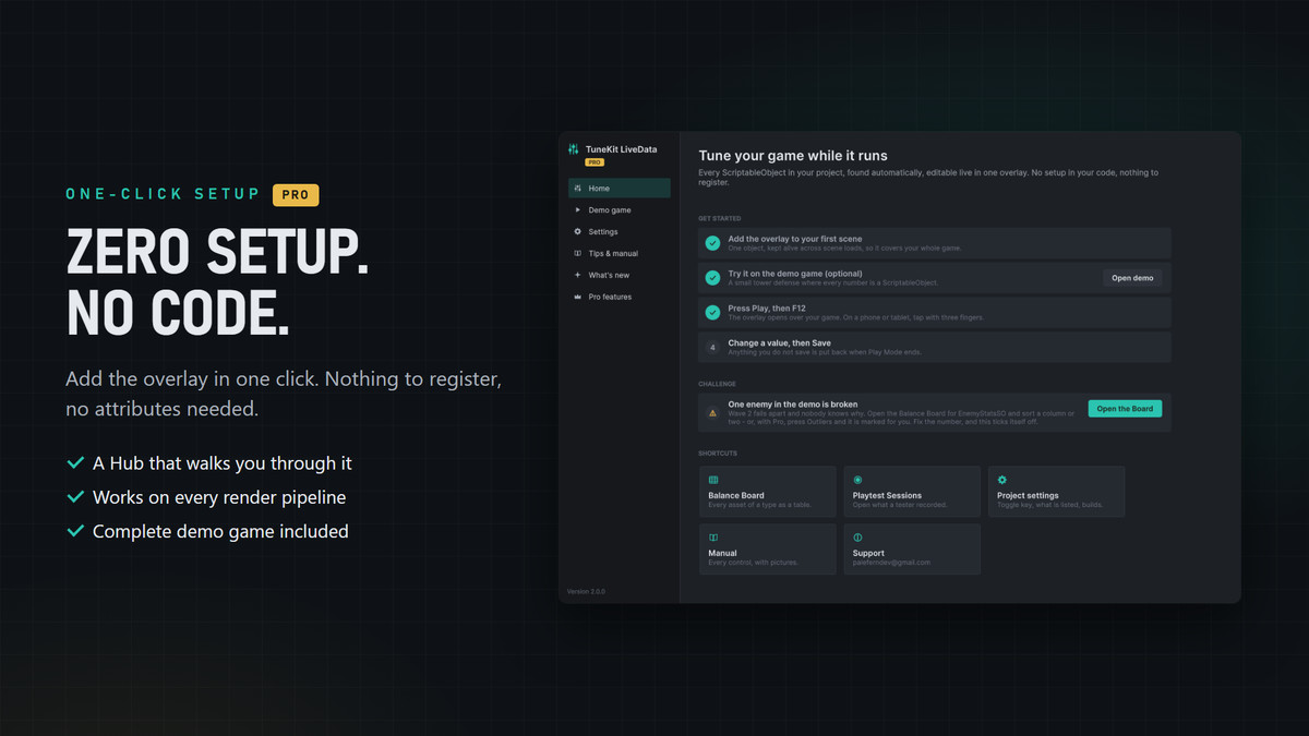 Runtime ScriptableObject Tuner - TuneKit LiveData