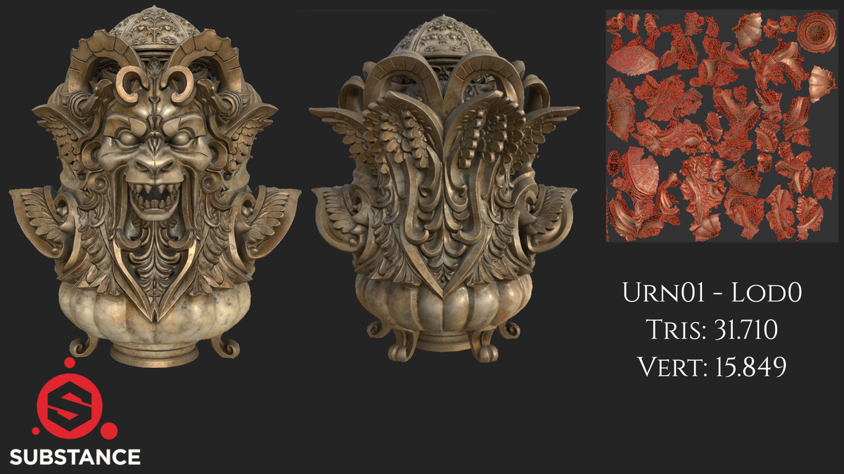 4 Gothic Urns / Vessel / Pots