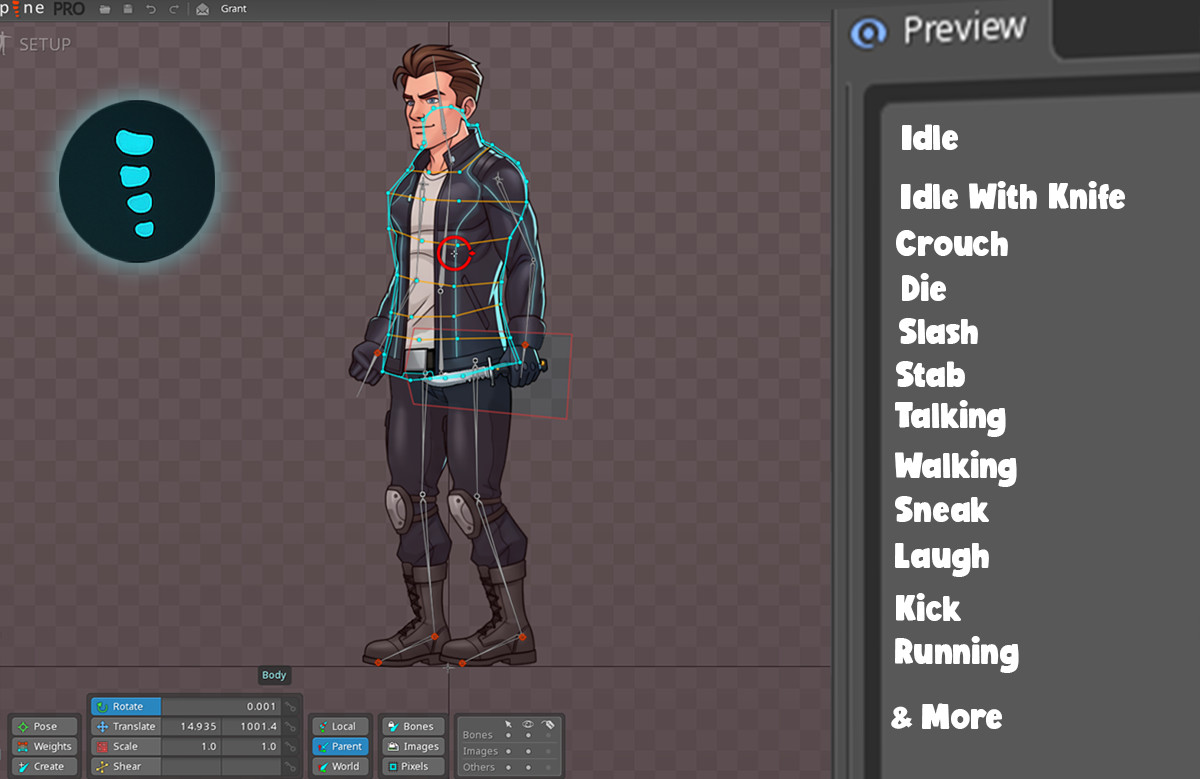 Grant 2D Animated Spine Character (Human Series)