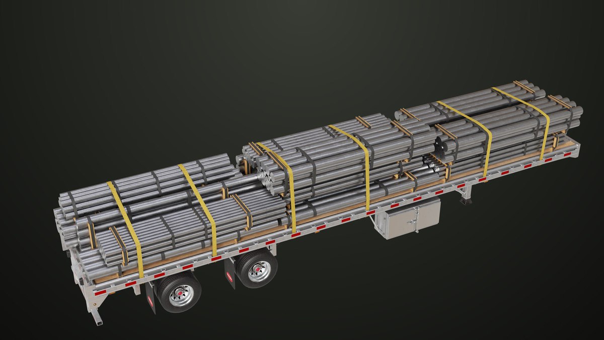 Flatbed Trailer with 7 Loads Single Mat URP HDRP Textures