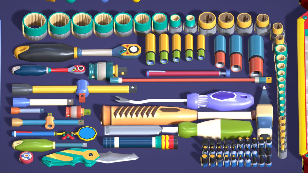 Industrial Toolkit Pack - 117 Lowpoly Toon Style Mechanical Tools Big Collection