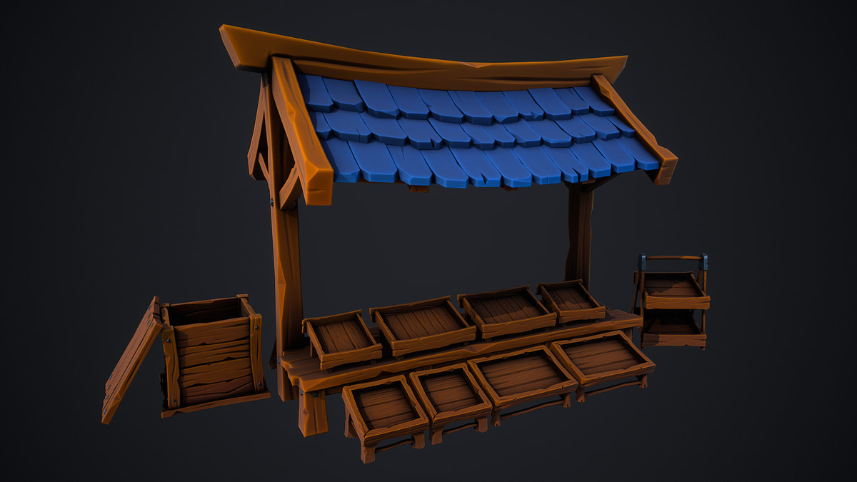 Stylized Market Pack – Fantasy Environment Props – Game Ready