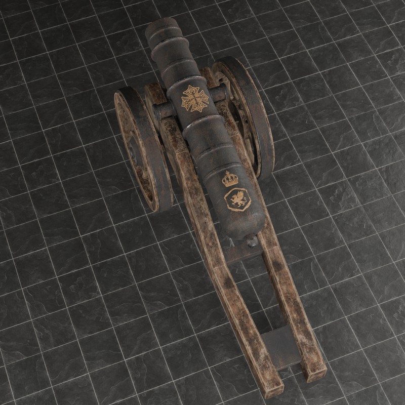 Historical Field Cannon Game Ready with LODs & PBR Textures
