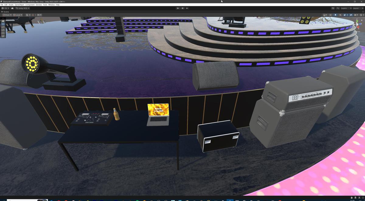 Diamond Concert Arena Stage Venue - Modular 3d Scene (with Piano, Drums, Guitar)