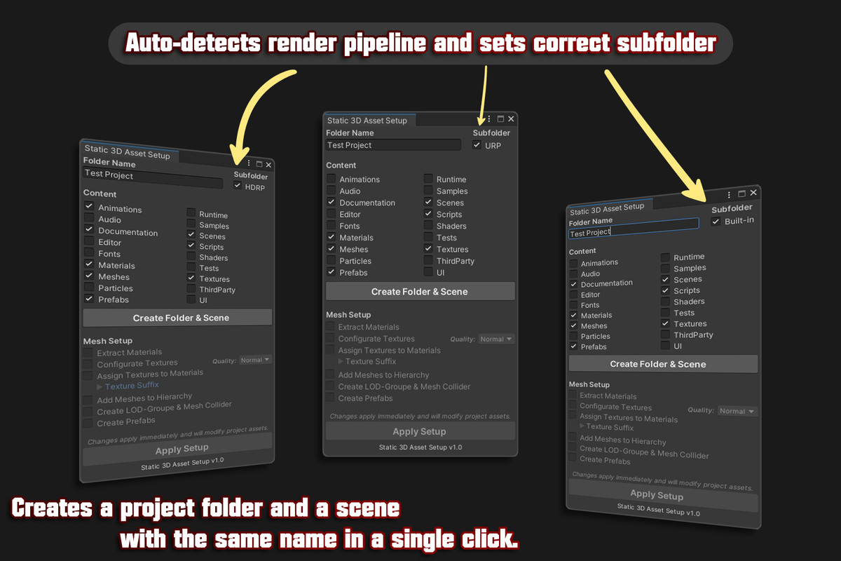 Static 3D Asset Setup