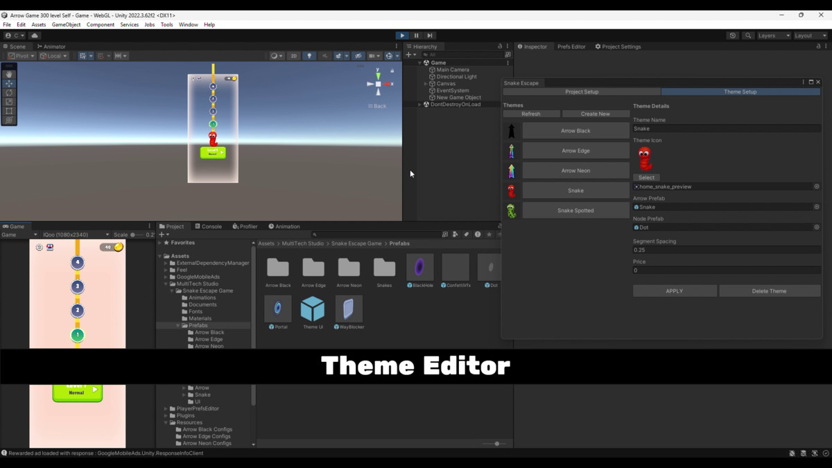 Arrow & Snake Escape Puzzle - 800+ Level, 5 Theme, Complete Game Template Editor