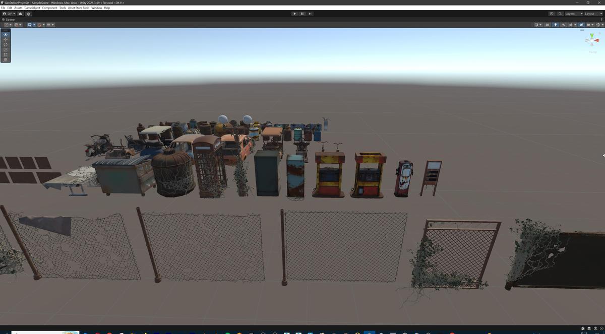 Post-Apocalyptic Junkyard Rusty Gas Station Props Pack (217 3d assets)