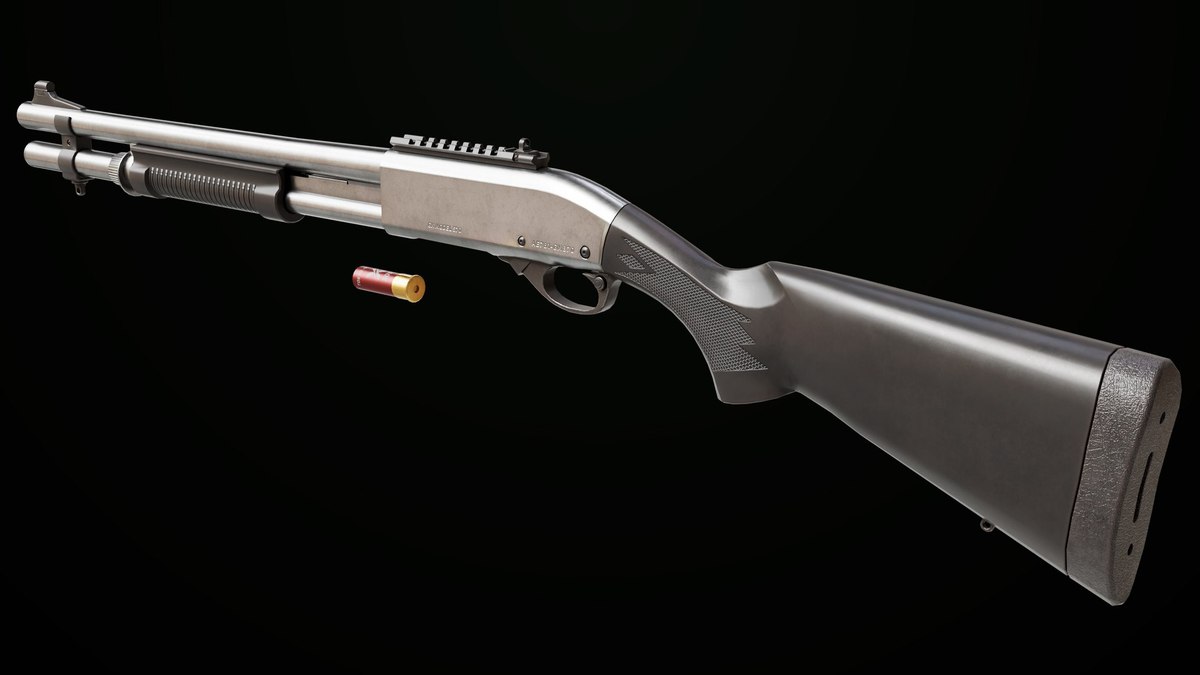 Long Shotgun 01 Black And Silver Single Mat URP HDRP Textures