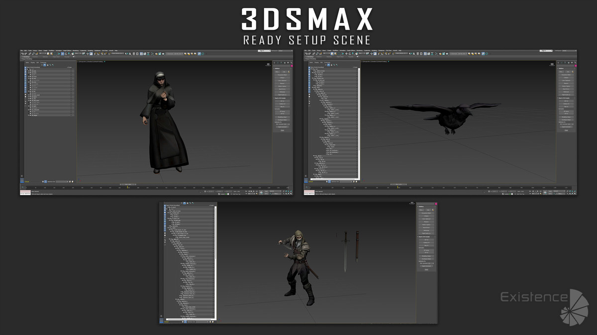 3 in 1 - Creature Pack 4 - Raven - Undead Draugr - Nun Katharine - #77