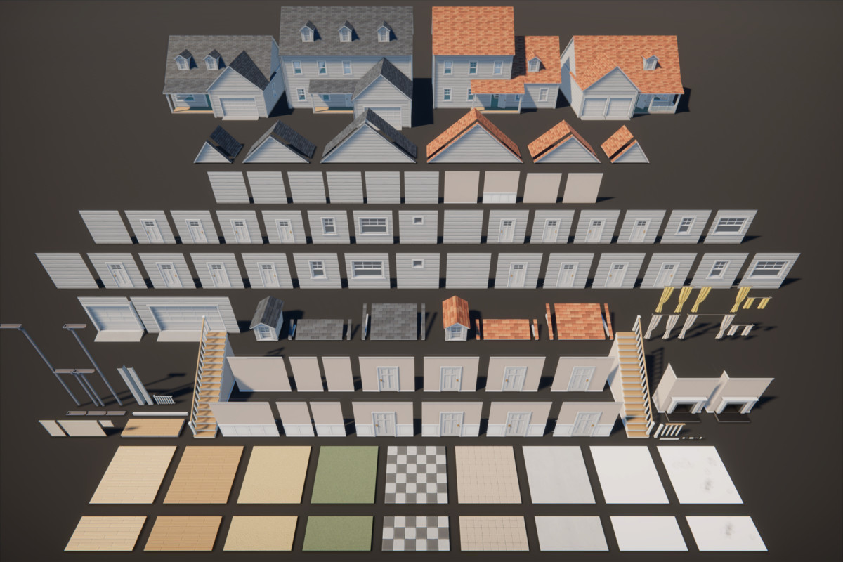 Stylized Cartoon House Interior & Exterior