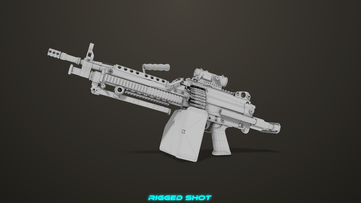 Machine Gun Sandal and Black Ammo Box URP HDRP Textures