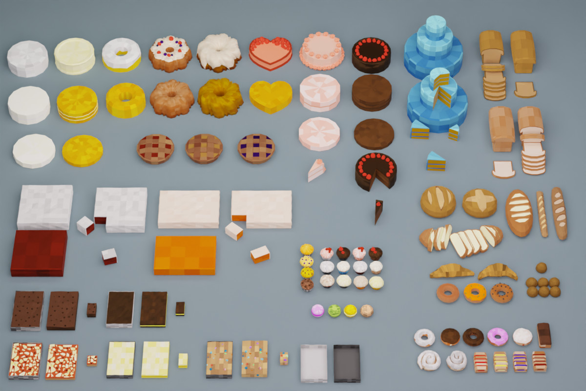 Low-Poly Bakery Props