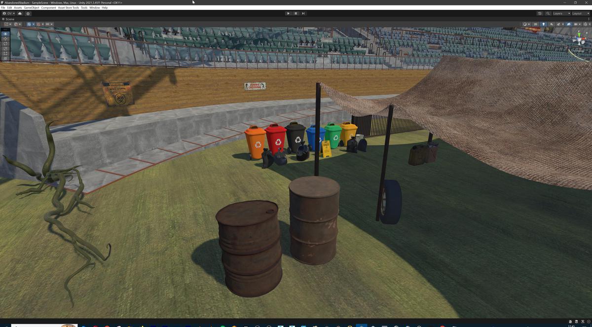 Abandoned Post-Apocalyptic Football Stadium - Modular Environment 3d Level