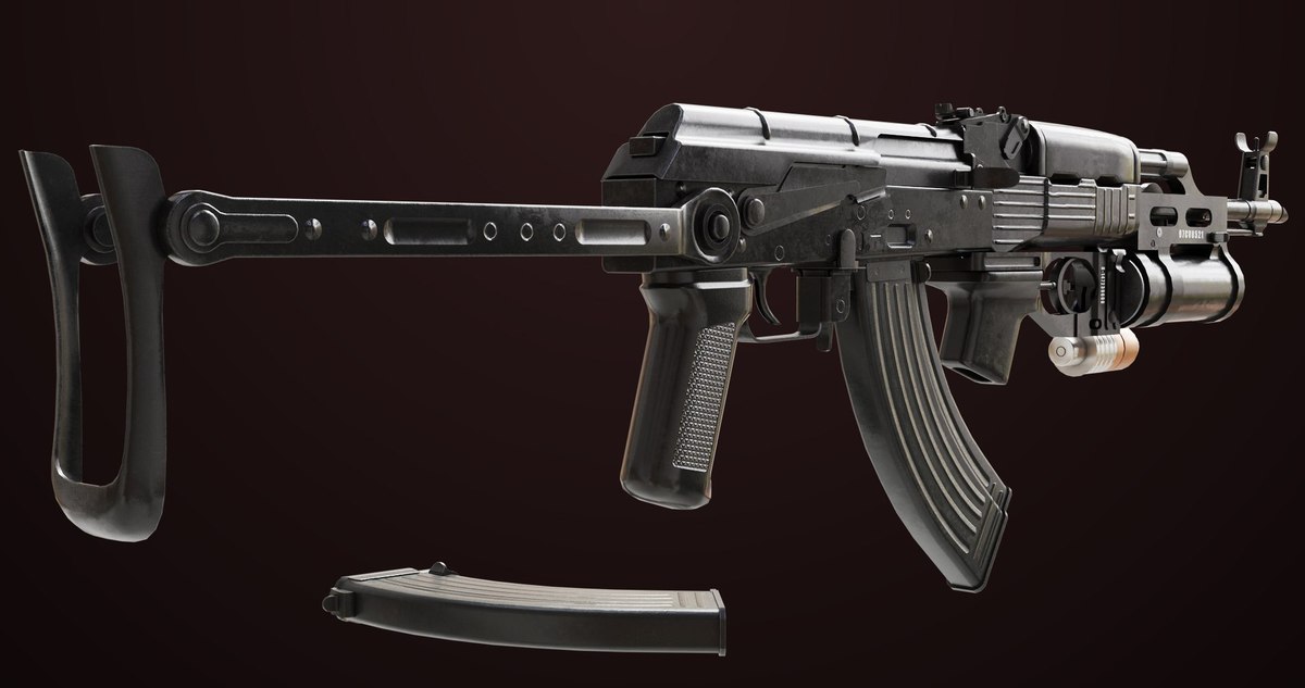 AKMS Light Machine Gun 10 Metal URP HDRP Textures